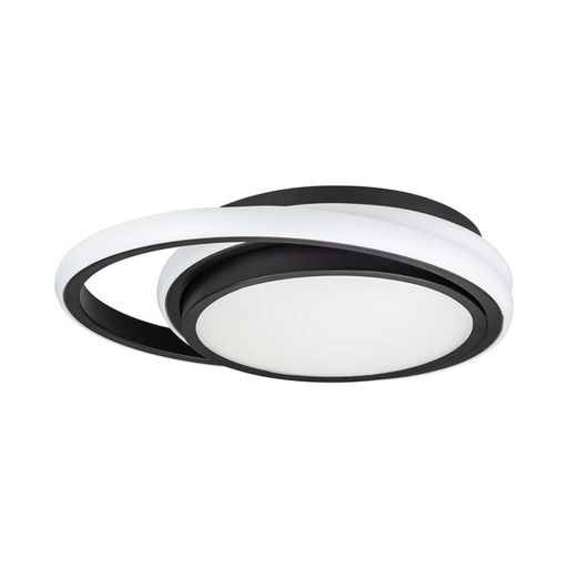 [6994] [VQ22669941] PLAFÓN DE DISEÑO LED 24W NEGRO DOBLE REDONDO 4000K
