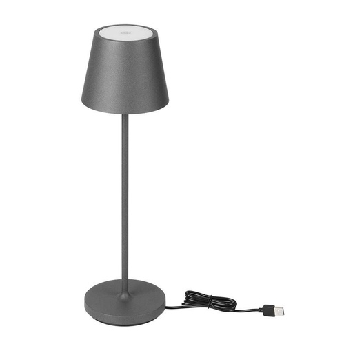 [7653] [VQ22676531] LÁMPARA DE MESA LED 2W (BATERÍA 4400MA) IP54 GRIS 3000K