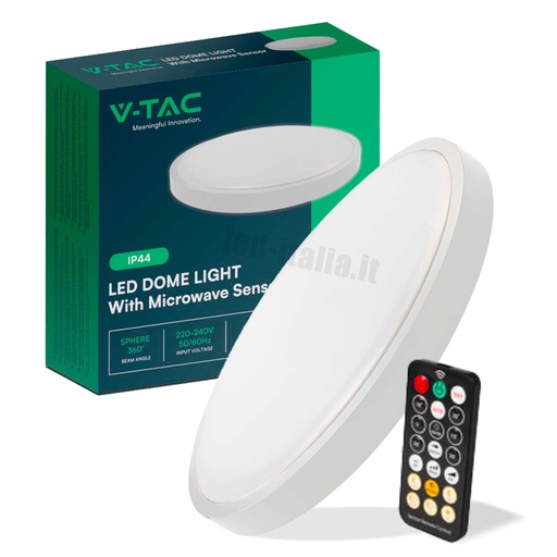 [76621] [VQ226766211] PLAFÓN LED 24W REDONDO CON SENSOR DE MICROONDAS MARCO BLANCO IP44 3000K