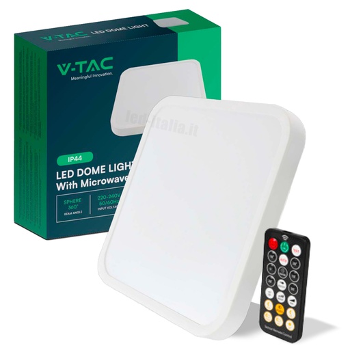 [76661] [VQ226766611] PLAFÓN LED 18W CUADRADO CON SENSOR DE MICROONDAS MARCO BLANCO IP44 4000K