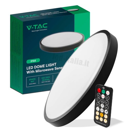 [76691] [VQ226766911] PLAFÓN LED 18W SENSOR MICROONDAS MARCO REDONDO NEGRO IP44 4000K