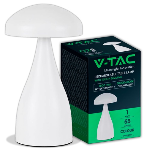 [7896] [VQ22678961] LÁMPARA SOBREMESA LED 800MAH BATERÍA 120X220 CUERPO BLANCO CCT