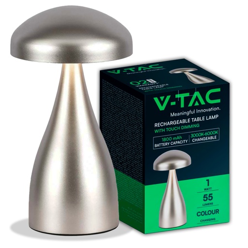 [7897] [VQ22678971] LÁMPARA SOBREMESA LED 800MAH BATERÍA 120X220 CUERPO ORO CHAMPÁN CCT