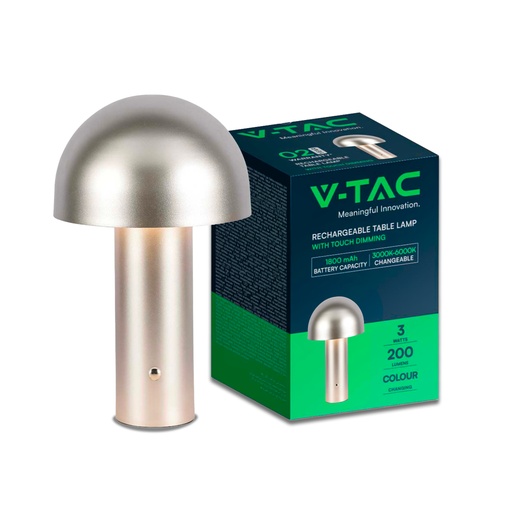 [7937] [VQ22679371] LÁMPARA DE SOBREMESA LED 1W 1800MAH BATERÍA 150X250 CUERPO ORO CHAMPÁN CCT