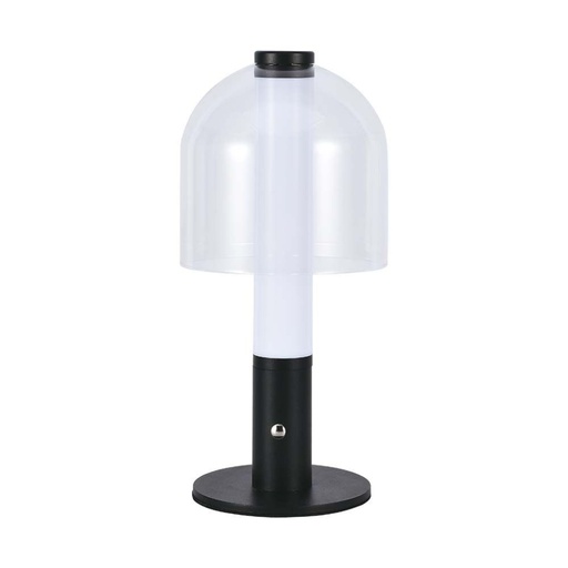 [7988] [VQ22679881] LÁMPARA DE SOBREMESA LED 2W 1800MAH BATERÍA 140 X 300 NEGRO VIDRIO TRANSPARENTE CCT