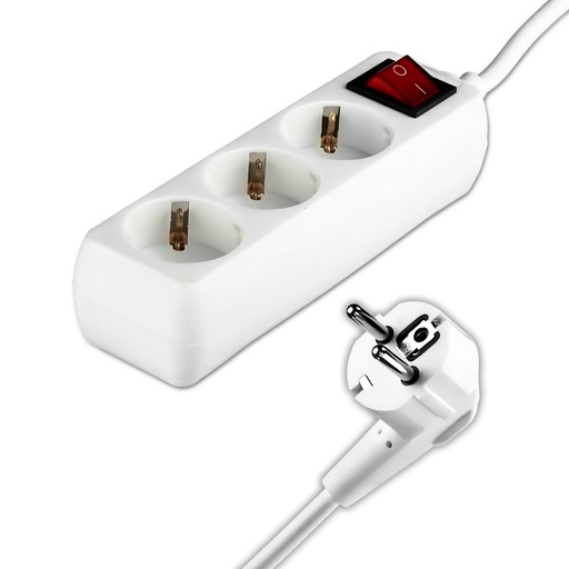 [8763] [VQ22687631] ENCHUFE 3 TOMAS CON INTERRUPTOR Y CABLE 5M