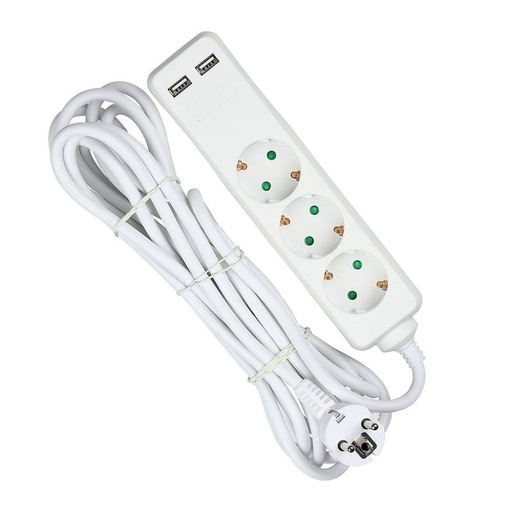 [8775] [VQ22687751] ENCHUFE 3 TOMAS CON 2 PUERTOS USB NEGRO