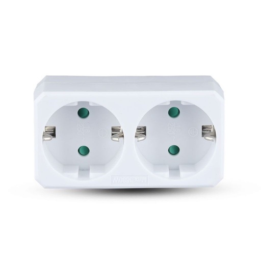 [8783] [VQ22687831] ADAPTADOR DE 2 SALIDAS CON TOMA DE TIERRA 10/16A 250V BLANCO
