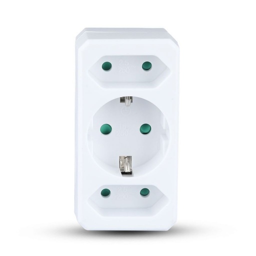 [8784] [VQ22687841] ADAPTADOR DE 2 SALIDAS EURO SOCKET 10A 1 SOCKET 10/16A 250V BLANCO