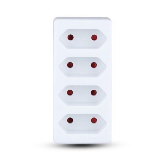 [8785] [VQ22687851] ADAPTADOR DE 4 SALIDAS CON TOMA DE TIERRA 10A 250V BLANCO