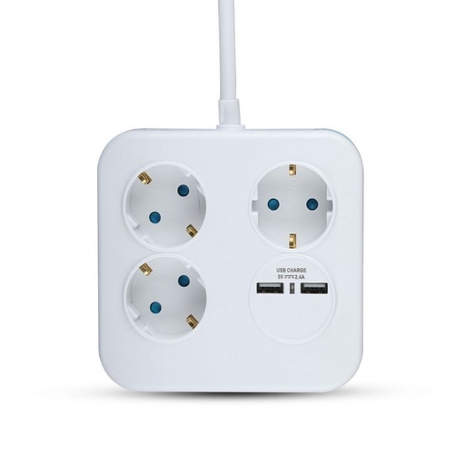 [8799] [VQ22687991] ENCHUFE CUADRADO 3 SALIDAS CON USB 3G 1.55MM X 1.4M