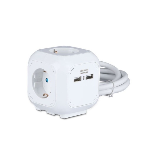 [8800] [VQ22688001] ENCHUFE CUBICO 4 SALIDAS CON USB 3G 1.55MM X 1.4M