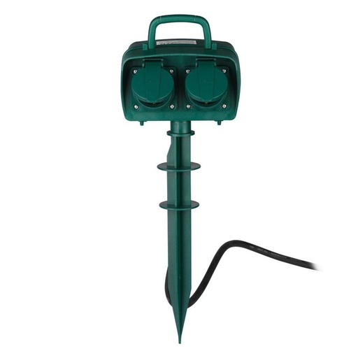 [8810] [VQ22688101] REGLETA CON PIQUETA DE JARDÍN 4 ENCHUFES CUERPO VERDE 3G 1.5MM X 3M IP44