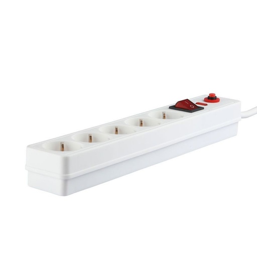 [8818] [VQ22688181] REGLETA 5 ENCHUFES CON PROTECCIÓN SOBRECARGA Y PROTECCIÓN CONTRA RAYOS 3G 1.5MM X 1.4M