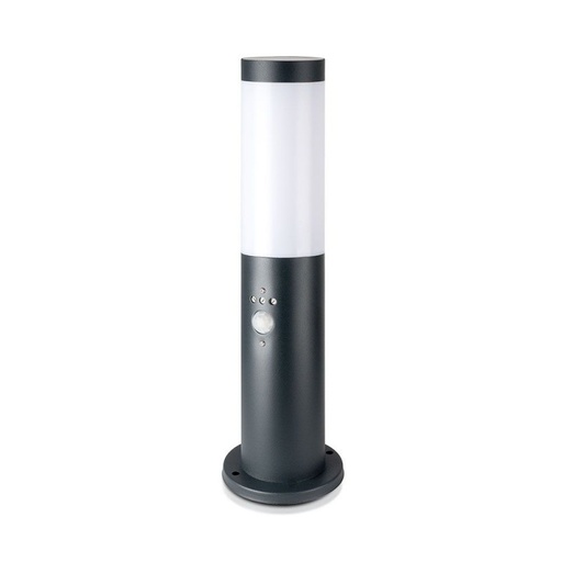 [8965] [VQ22689651] BALIZA DE JARDÍN DE ACERO INOXIDABLE E27 45CM PIR SENSOR CUERPO GRIS IP44