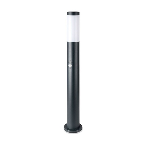 [8966] [VQ22689661] BALIZA DE JARDÍN E27 80CM PIR SENSOR ACERO INOXIDABLE CUERPO GRIS IP44