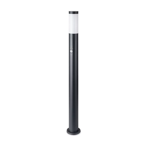 [8983] [VQ22689831] BALIZA DE JARDÍN DE ACERO INOXIDABLE E27 110CM PIR SENSOR CUERPO NEGRO IP44