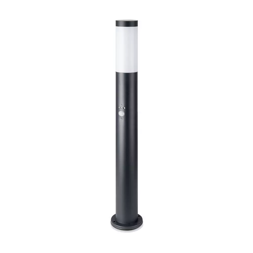[8984] [VQ22689841] BALIZA DE JARDÍN DE ACERO INOXIDABLE E27 80CM PIR SENSOR CUERPO NEGRO IP44