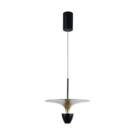 [10085] [VQ226100851] LÁMPARA COLGANTE LED DE DISEÑO 9W (30*320*100CM) CUERPO NEGRO + DORADO 3000K