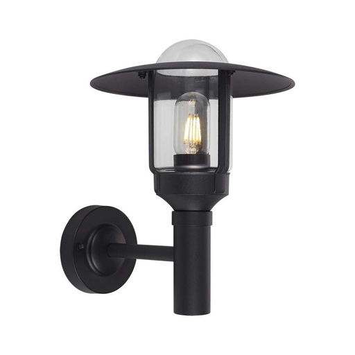 [10422] [VQ226104221] APLIQUE DE PARED EXTERIOR E27 VIDRIO TRANSPARENTE CUERPO NEGRO MATE
