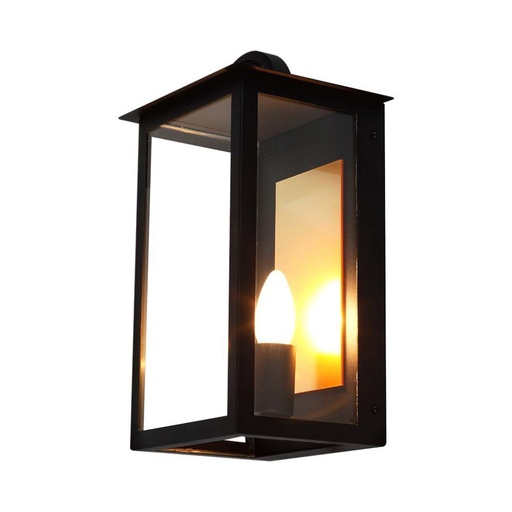 [10561] [VQ226105611] APLIQUE DE PARED CON SOPORTE E14 CUERPO NEGRO CRISTAL TRANSPARENTE IP65