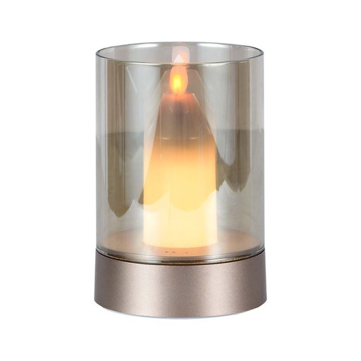 [10566] [VQ226105661] LÁMPARA DE MESA VELA LED 2W ORO CHAMPÁN + CRISTAL ÁMBAR 3000K