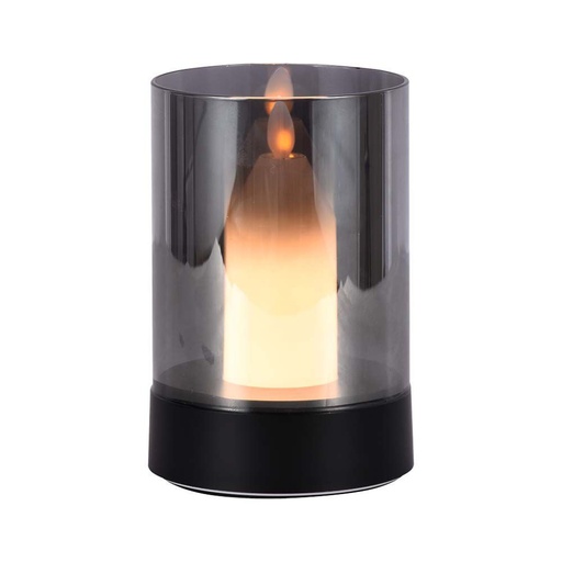 [10567] [VQ226105671] LÁMPARA DE MESA LED 2W LÁMPARA VELA NEGRA+CRISTAL AHUMADO 3000K