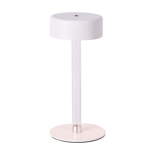 [10571] [VQ226105711] LÁMPARA DE MESA LED 3W D120X255 CUERPO BLANCO+PILAR CENTRAL TRANSPARENTE CCT