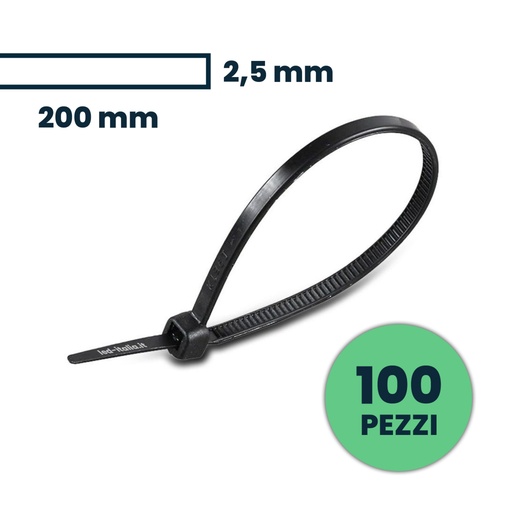 [11164] [VQ226111641] BRIDAS 2.5 X 200MM NEGRAS BOLSA DE 100
