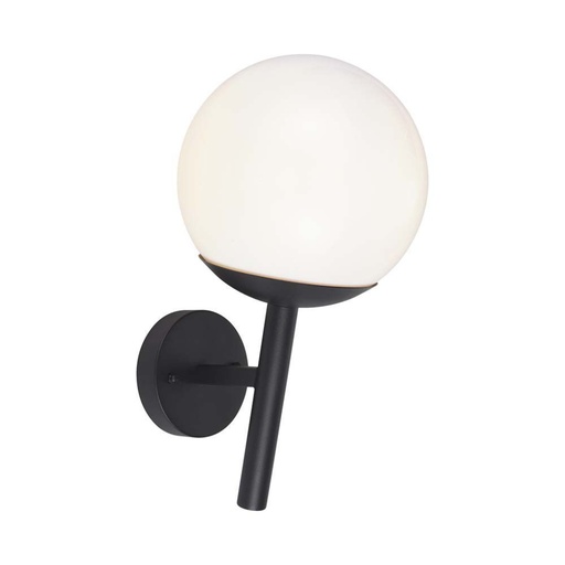 [11824] [VQ226118241] APLIQUE LED E27 FORMA DE BOLA POLICARBONATO OPAL C NEGRO MATE IP44