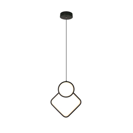 [14999] [VQ226149991] LÁMPARA COLGANTE DE METAL DE DISEÑO LED 12W 280 X 1800 MM CUERPO NEGRO 4000K