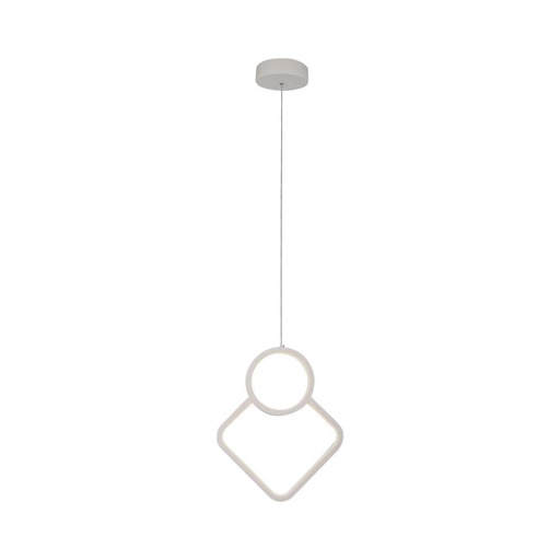 [15338] [VQ226153381] LÁMPARA COLGANTE LED 12W DISEÑO METAL 280 X 1800MM CUERPO BLANCO 4000K