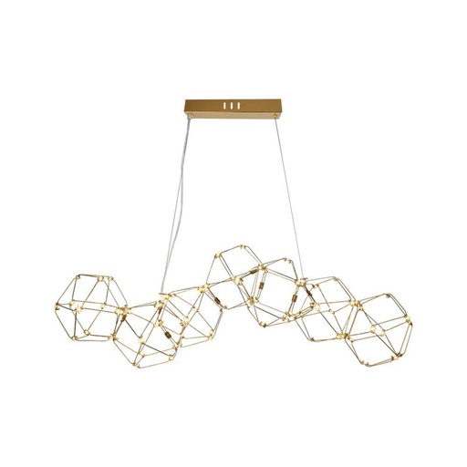 [15339] [VQ226153391] LÁMPARA COLGANTE DE DISEÑO LED 20W (LARGO 94 5 X ANCHO 32 5 X ALTO 120 CM) CON CUERPO DORADO DE 3000K