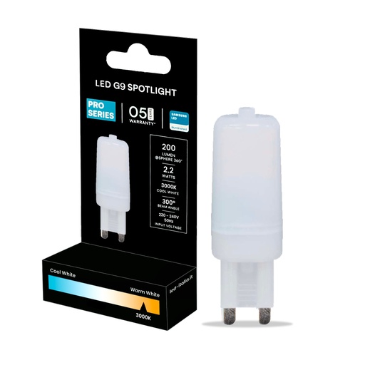 [20478] ¬[VZ40956] BOMBILLA LED 2.2W G9 CHIP SAMSUNG POLICARBONATO 3000K