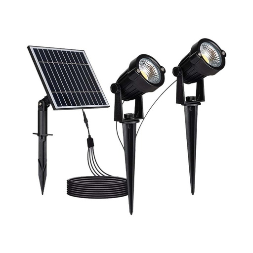 [20488] [VQ226204881] PIQUETA DE JARDÍN SOLAR LED 2*1.2W CUERPO NEGRO IP65 3000K