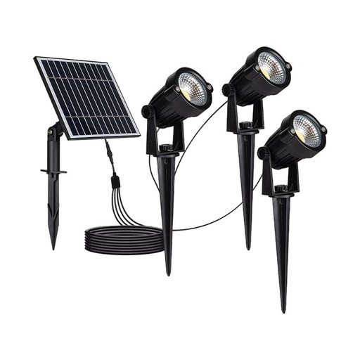 [20489] [VQ226204891] PIQUETA DE JARDÍN SOLAR LED 1.2W CUERPO NEGRO IP65 (PACK 3) 3000K