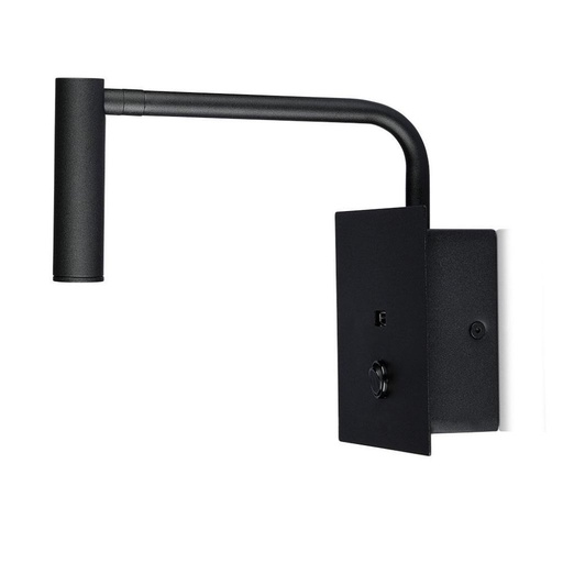 [211487] [VQ2262114871] APLIQUE DE PARED LED 3W DORMITORIO PORTE USB CUERPO NEGRO 3000K