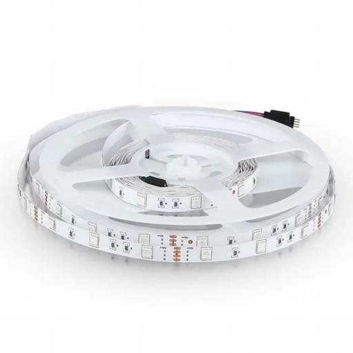 [212124] [VQ2262121241] TIRA LED V-TAC 12V DC 4W SMD 30LED/M 500LM/M PCB 10MM CRI>80 IP20 RGB (Rollo de 5 metros)